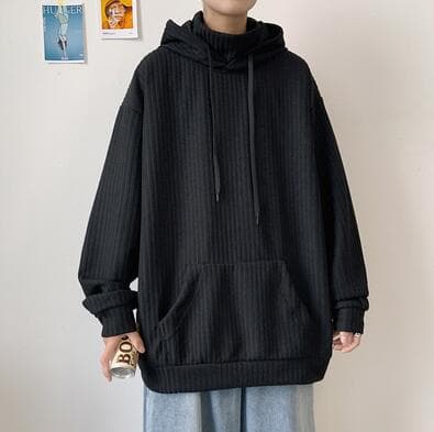 縦リブ編みゆったりシルエットタートルネックプルオーバー