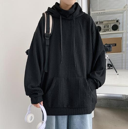 縦リブ編みゆったりシルエットタートルネックプルオーバー