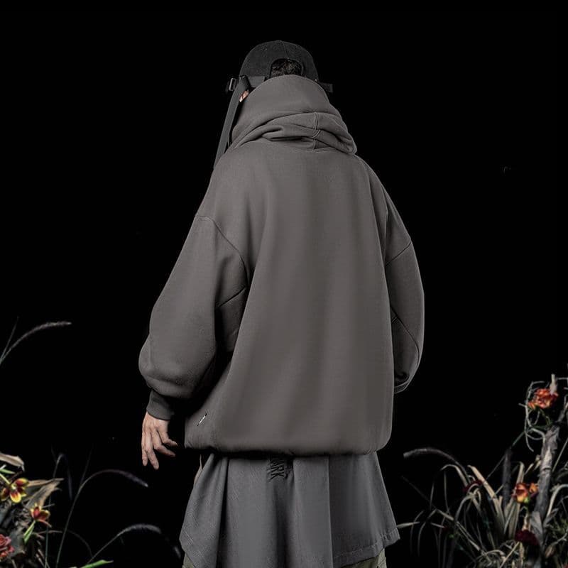 タートルネック メンズ 長袖 高襟オーバーサイズ防寒パーカー M~3XL