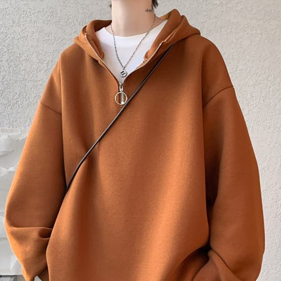 タートルネック メンズ 長袖 ゆったりハーフジップオーバーサイズパーカー M〜5XL 大きいサイズ ぽっちゃり対応