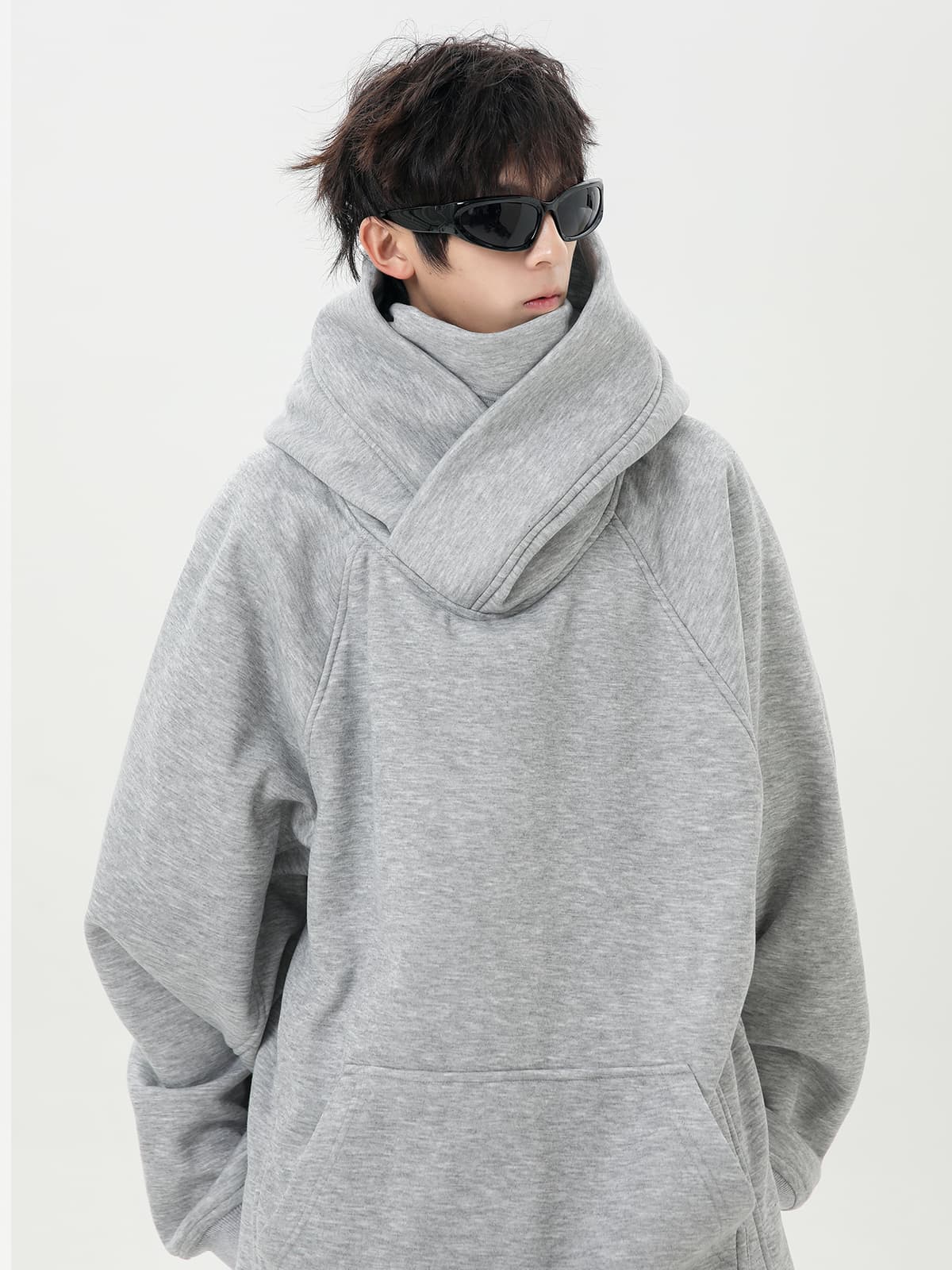 タートルネック メンズ 長袖 ハイネック大判パーカー M〜3XL