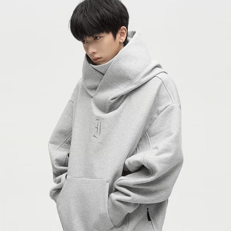 タートルネック メンズ 長袖 高襟大判ゆったりパーカー M~3XL