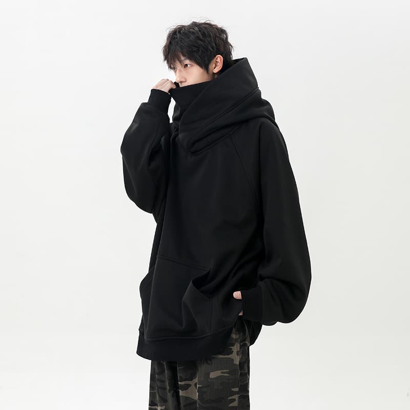 ボリュームネック裏起毛ゆったりパーカー メンズ S~3XL