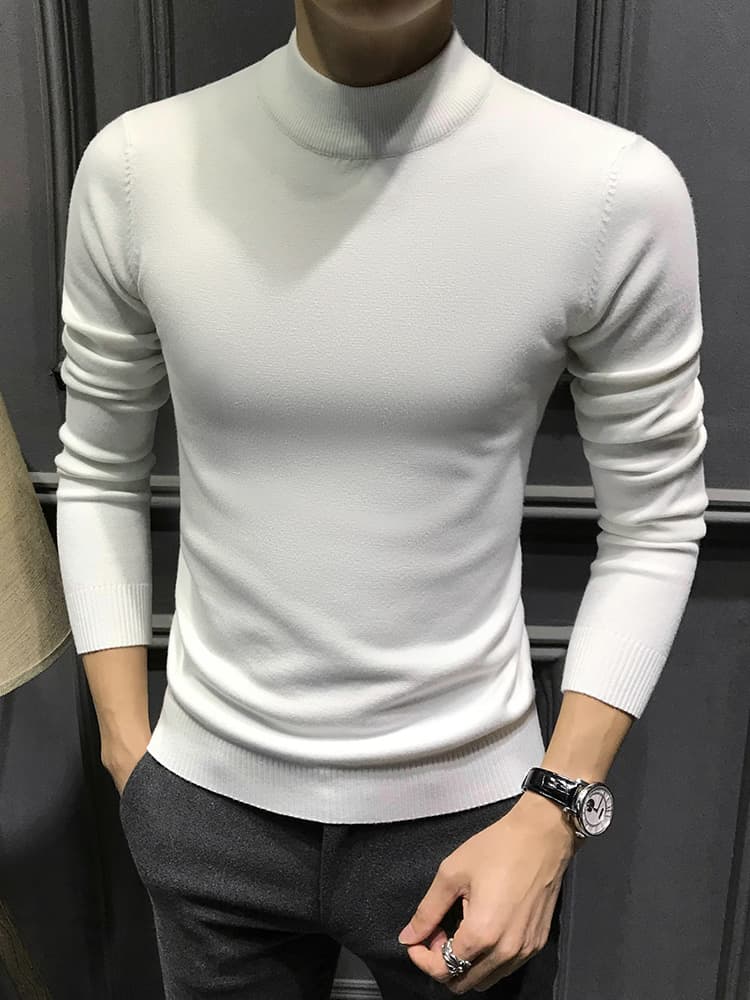 上質ニット素材のスリムフィットタートルネックシャツ メンズ 大きいサイズ M~4XL