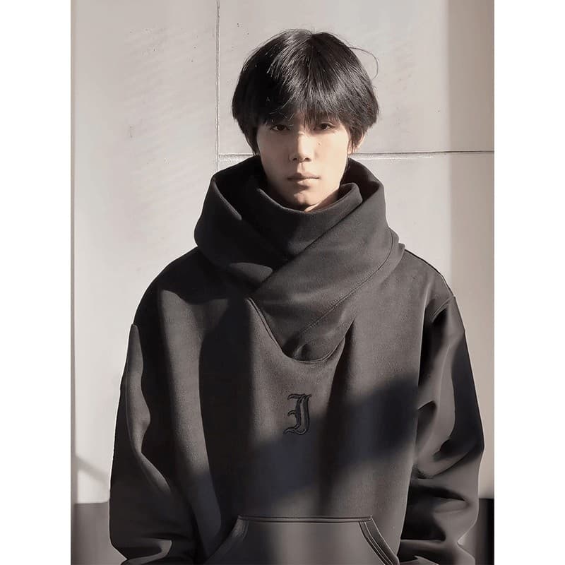 タートルネック メンズ 長袖 高襟大判ゆったりパーカー M~3XL