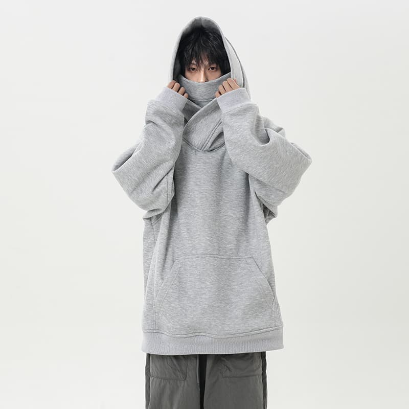 ボリュームネック裏起毛ゆったりパーカー メンズ S~3XL