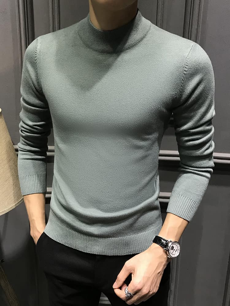 上質ニット素材のスリムフィットタートルネックシャツ メンズ 大きいサイズ M~4XL